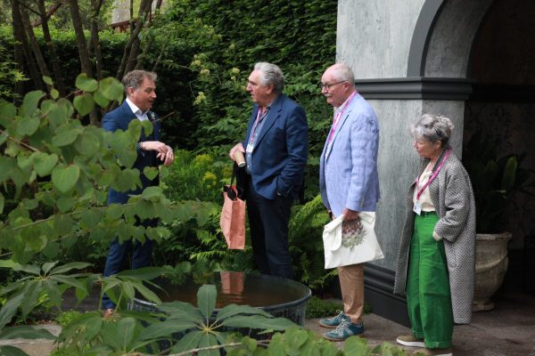 Actors Jim Carter, Jim Broadbent and Imelda Staunton with designer Chris Beardshaw